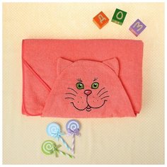 Полотенце-накидка махровое котик арт.Н-125-К, 75х125см. персик, Хл, 300г/м 2581031 Гранд Стиль