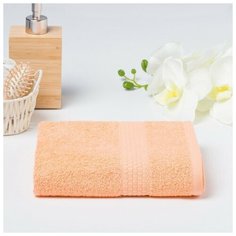 Полотенце махровое гладкокрашеное Эконом 50х90 см, персиковый, хлопок 100%, 370г/м2 5047040 Алтын Асыр