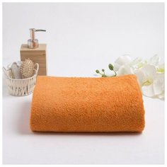 Полотенце махровое гладкокрашеное 100х180 см, оранжевый, хлопок 100%, 400г/м2 5256347 Алтын Асыр