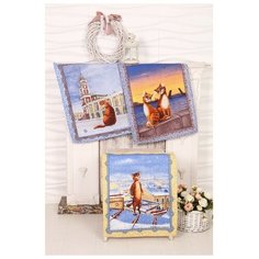 Полотенце рогожка DomoVita Питерские Коты микс 45х60 см, хлопок 100%, 170 г/м2 4314133