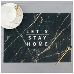 Салфетка на стол "Stay home", ПВХ, 40х29 см 4780285 Доляна