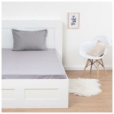 Простыня на резинке Этель 140*200*25 см, цв. серый, 100% хлопок, мако-сатин, 128 г/м² 6783290