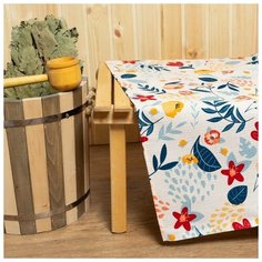 Простыня для бани "Цветочное поле" 150х180±5 см, 100% хлопок, вафельное полотно, 160 гр/м2 5472044 Доляна