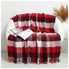 Плед Palermo, 140х200 см, бел/красн/бордо рап.8, 20% шерсть, 40%пан 40%пэ 5411551 Vladi