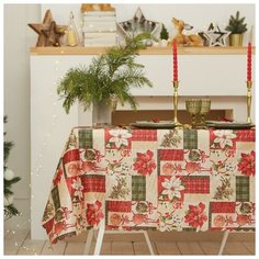 Скатерть Доляна "Новогодние игрушки" 145*300 +/- 2 см, 100% п/э 7043383
