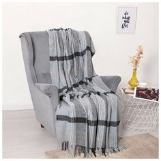 Плед Шанхай Модена 140х200см св.сер/т.сер/гол/бел рап.3 40%шерсть 20%хл пан40% 4462143 Vladi