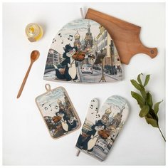 Кухонный набор Музыкант (грелка, рукавица, прихватка 14х22 см) хлопок 70%, пэ 30%, 190г/м2 4940650 Гранд Стиль