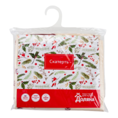 Скатерть Доляна Christmas mood 4980242, 180х146 см, бежевый/черный