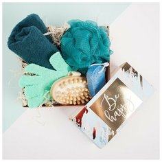 Подарочный набор "Be happy" полотенце 30х70 см и банные акс.(4 предм) 4320591 Этель