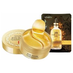 Патчи для области вокруг глаз Venzen Gold Moisturizing Eye Patch + Маска для лица Venzen Gold Hyaluronic Acid Mask