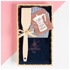 Набор кухон. "Coffee time" в корзинке: полотенце, прихватка, лопатка 4356697 Этель