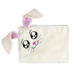 Twinklbaby Полотенце с капюшоном Fun Dry Зайка банное 80х100 см бежевый/розовый