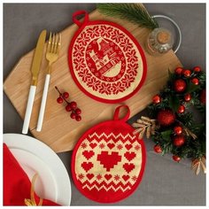 Доляна Прихватка Новогодние Домики br55617 (17х17 см - 2 шт)