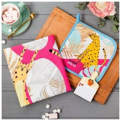 Набор подарочный "8 Марта" полотенце 40х73см, прихватка 19х19см, магнит 11х7см 4809198 Этель