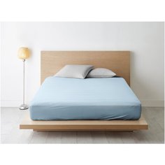 Простыня Ночь Нежна Небесно-голубой 608 Поплин гл/кр 1.5 сп. 215х147 полоса новая