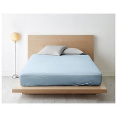 Простыня на резинке поплин гл/кр "Ночь Нежна"; Небесно голубой; размер 120 х 200