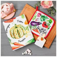 Набор подарочный "Vegetables" полотенце 40х73см, прихватка 19х19см, магнит 11х7см 4809197 Этель