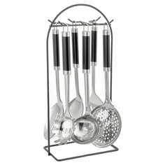 Набор кухонных принадлежностей на подставке: половник, шумовка 2шт, ложка 2шт, лопатка Kilux