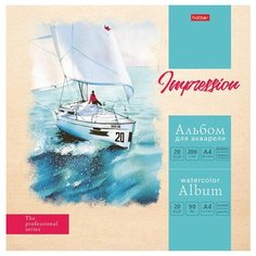 Альбом для акварели А4 20 л., 200 г/м2 склейка, матовая ламинация, HATBER, "Морские дали", 20Аа4лтВк_22168