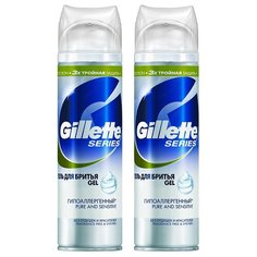 Гель для бритья Series Pure & Sensitive "Гипоалергенный" Gillette, 2 шт., 200 мл