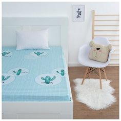 Простыня LoveLife "Кактусы" серая, 150*215 см