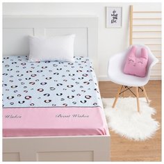 Простыня LoveLife "Детский леопард", голубая, 150*215 см, сатин