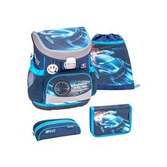 Набор Belmil Ранец Mini-Fit Race Blue, пенал c 2 планками, пенал-косметичка, сумка для обуви