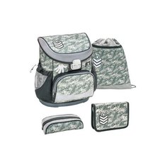 Набор Belmil Ранец Mini-Fit Camouflage Grey Set, пенал c 2 планками, пенал-косметичка, сумка для обуви