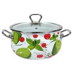 Кастрюля Интерос Мохито, 2.1 л, белый/зеленый