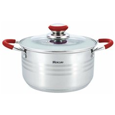 Кастрюля Mercury MC-6305, 1.9 л, серебристый/красный
