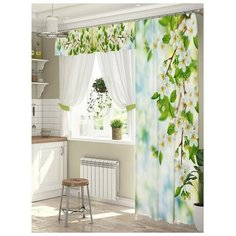 Комплект штор Милосердие штора (147х267 см), тюль (294х160 см), габардин, пэ 100% 4441038 ТамиТекс