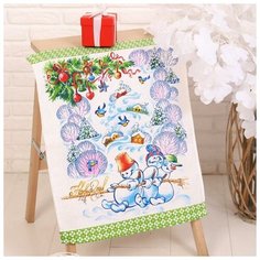 Полотенце вафельное Зимние забавы рис.2 (в пакете) 45х60 см, хлопок 100%, 170г/м2 7102316 Domo Vita