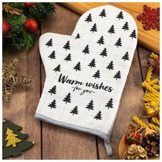 Варежка-прихватка "Warm wishes" 20х28см,35% х/л,65% п/э 5148656 Доляна