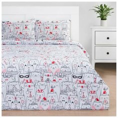 Комплект: пододеяльник и 2 наволочки Xmas cat 175*215 см, 50*70 см - 2 шт, 100% хлопок 7068372 Этель