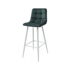 Барный стул LECCO UF910-14 DARK GREEN, велюр/белый каркас М-City