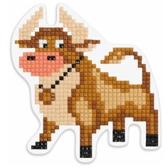 Алмазная мозаика фрея магнит "Бычок" 9 x 8.5 см