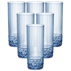 Набор высоких стаканов America 20s Long Drink Bormioli Rocco, 400 мл, 6 шт., синий