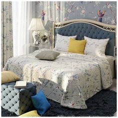 Покрывало стеганое Altali "Райский сад", P757-1921/1, 240х260 см, без наволочек, хлопок, цвет голубой