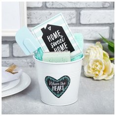 Набор подарочный "Sweet home" ведро, полотенце 30х60, лопатка, губка 4641040 Доляна