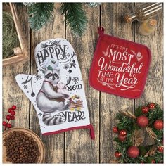 Набор кух. "Happy new year" варежка-прихватка 20х28см, прихватка 17х17 35% хл,65% п/э 4481088 Доляна