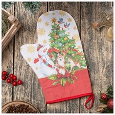 Варежка-прихватка "Новогодние игрушки" 20х28см,саржа, 100% х/л, ватин 250г/м2 4530392 Этель