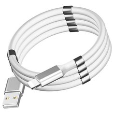 Зарядный кабель с магнитами для Apple iPhone, iPad и AirPods / Магнитный кабель Lightning - USB / Зарядный шнур для Эпл Айфон, Айпад и ЭирПодс / Кабель для зарядки смартфонов, планшетов и наушников 1.8 м (Белый) Life Style