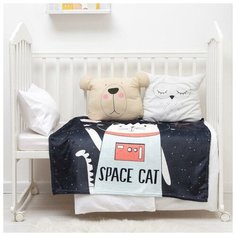 Плед "Крошка Я" Space cat, 100*100 см, корал-флис 160гр/м2, 100% п/э 6948930