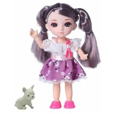 Кукла шарнирная Funky Toys Малышка Лили, шатенка, с собачкой, 16 см 72006