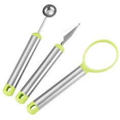 Набор для карвинга, ножи для фигурной резки овощей и фруктов, 3 предмета в наборе, зеленый, 21х6,5 см, Kitchen Angel KA-CR-01