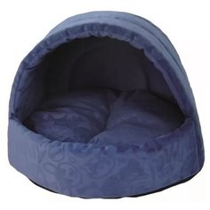 Домик для собак и кошек Homepet Эстрада велюр большой 44х44х36 см синий