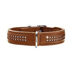 Hunter ошейник для собак Diamond Elk Petit 42 (35-39 см) кожа, 2 ряда страз коньяк Zo Oexpress