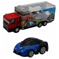 Грузовик + машинка Funky Toys Die-cast, синяя, спусковой механизм, 1:60 61051