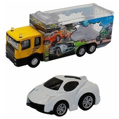 Грузовик + машинка Funky Toys Die-cast, белая, спусковой механизм, 1:60 61050