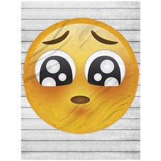 Плед sfer.tex Смайлик Умоляющий с большими глазами (8145164), 145 х 145 см, желтый/черный/белый